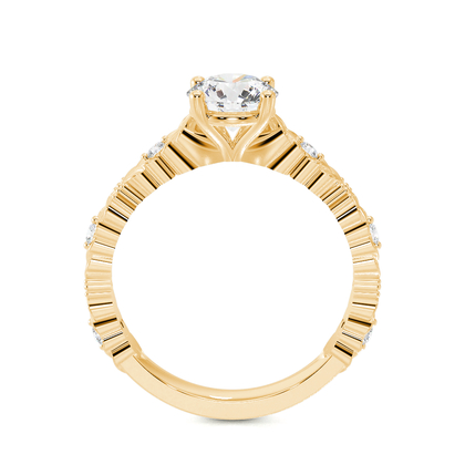 Engraved Diamond Set Vintage Engagement Ring