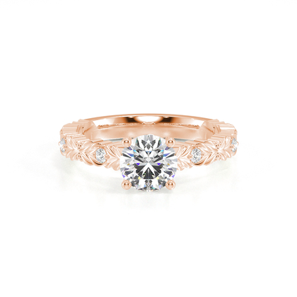 Gravierter Vintage-Verlobungsring mit Diamantbesatz