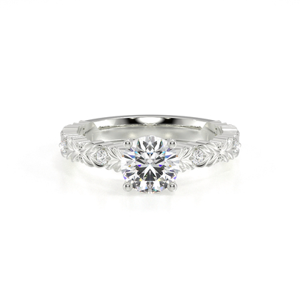 Gravierter Vintage-Verlobungsring mit Diamantbesatz