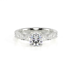 Gravierter Vintage-Verlobungsring mit Diamantbesatz
