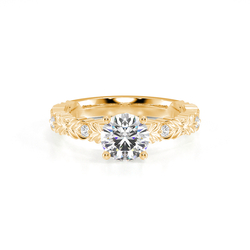 Engraved Diamond Set Vintage Engagement Ring