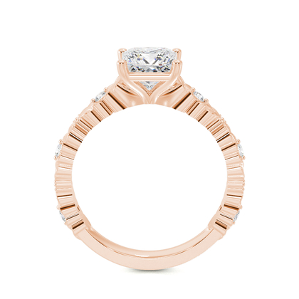 Engraved Diamond Set Vintage Engagement Ring