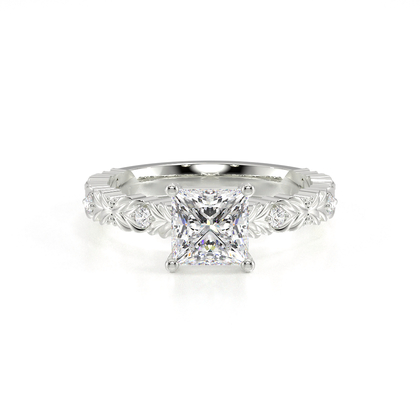 Gravierter Vintage-Verlobungsring mit Diamantbesatz