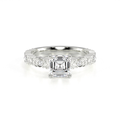 Gravierter Vintage-Verlobungsring mit Diamantbesatz