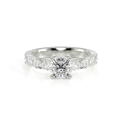 Gravierter Vintage-Verlobungsring mit Diamantbesatz