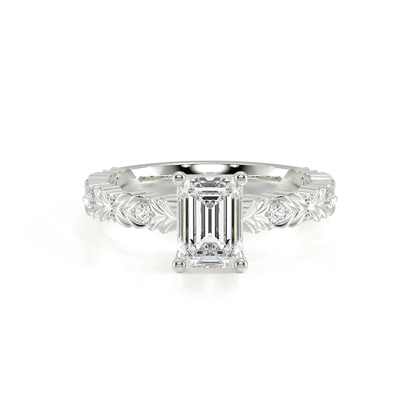 Gravierter Vintage-Verlobungsring mit Diamantbesatz