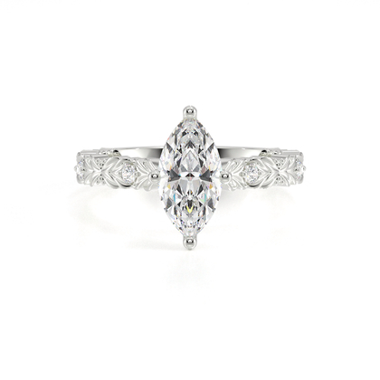Gravierter Vintage-Verlobungsring mit Diamantbesatz