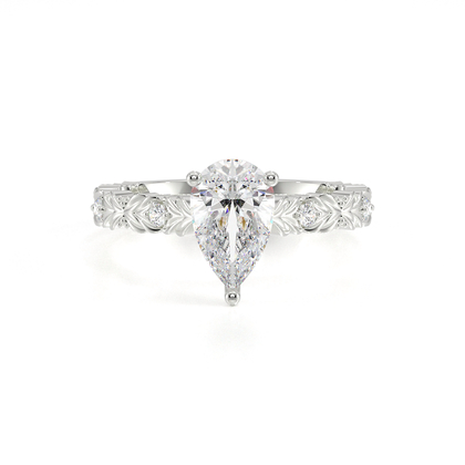Gravierter Vintage-Verlobungsring mit Diamantbesatz