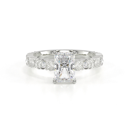 Gravierter Vintage-Verlobungsring mit Diamantbesatz
