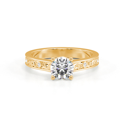 Gravierter Vintage-Verlobungsring mit Diamantbesatz