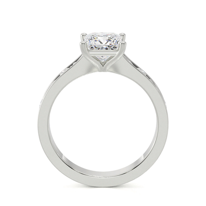 Engraved Diamond Set Vintage Engagement Ring