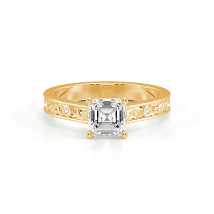 Gravierter Vintage-Verlobungsring mit Diamantbesatz