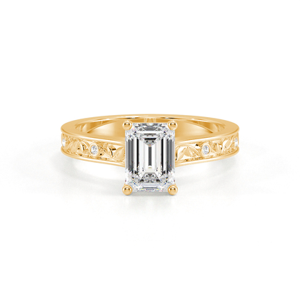 Gravierter Vintage-Verlobungsring mit Diamantbesatz