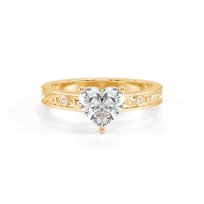 Gravierter Vintage-Verlobungsring mit Diamantbesatz