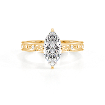 Gravierter Vintage-Verlobungsring mit Diamantbesatz