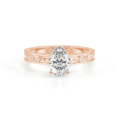 Gravierter Vintage-Verlobungsring mit Diamantbesatz