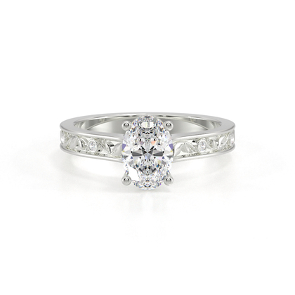 Gravierter Vintage-Verlobungsring mit Diamantbesatz