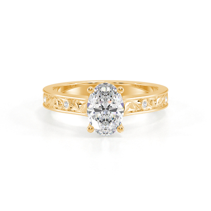 Gravierter Vintage-Verlobungsring mit Diamantbesatz