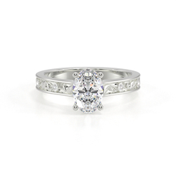 Engraved Diamond Set Vintage Engagement Ring