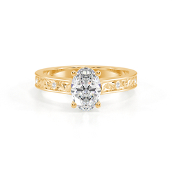 Gravierter Vintage-Verlobungsring mit Diamantbesatz