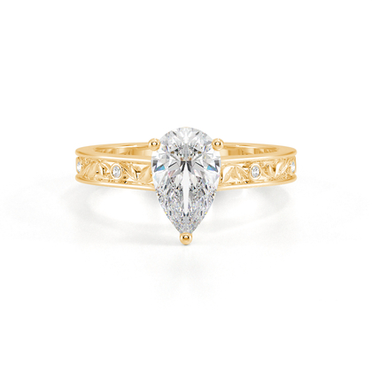 Gravierter Vintage-Verlobungsring mit Diamantbesatz