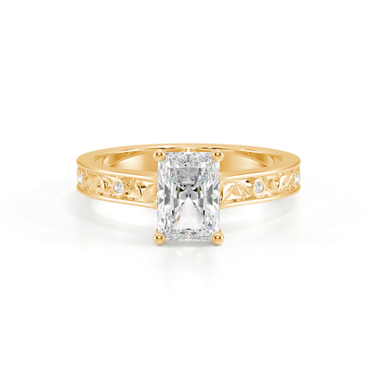 Gravierter Vintage-Verlobungsring mit Diamantbesatz