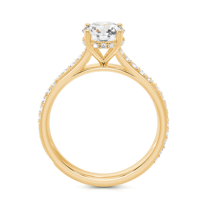 Vintage-Verlobungsring mit Perlenrand und Diamantbesatz