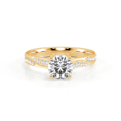 Vintage-Verlobungsring mit Perlenrand und Diamantbesatz