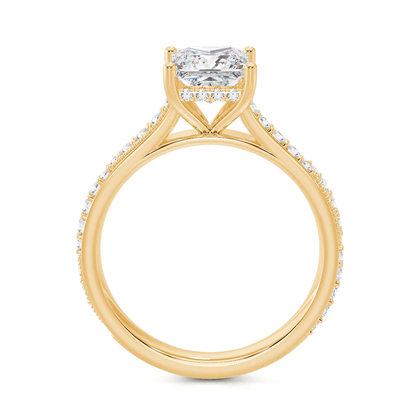 Vintage-Verlobungsring mit Perlenrand und Diamantbesatz