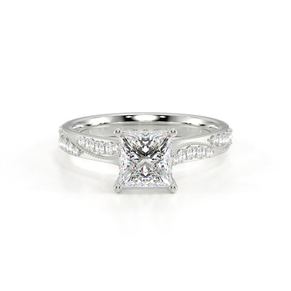 Vintage-Verlobungsring mit Perlenrand und Diamantbesatz