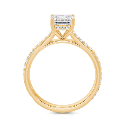 Vintage-Verlobungsring mit Perlenrand und Diamantbesatz