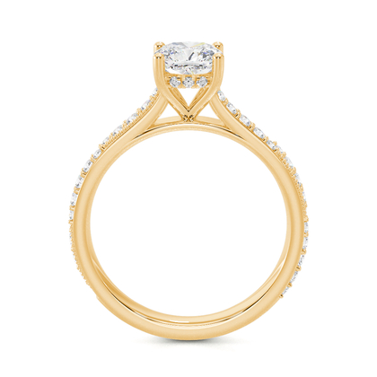 Vintage-Verlobungsring mit Perlenrand und Diamantbesatz