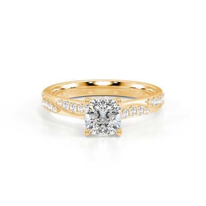 Vintage-Verlobungsring mit Perlenrand und Diamantbesatz