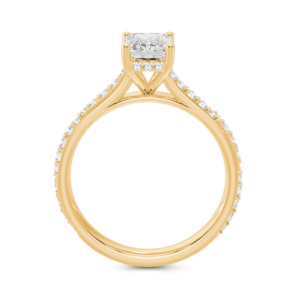 Vintage-Verlobungsring mit Perlenrand und Diamantbesatz
