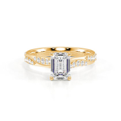 Vintage-Verlobungsring mit Perlenrand und Diamantbesatz