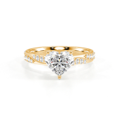 Vintage-Verlobungsring mit Perlenrand und Diamantbesatz