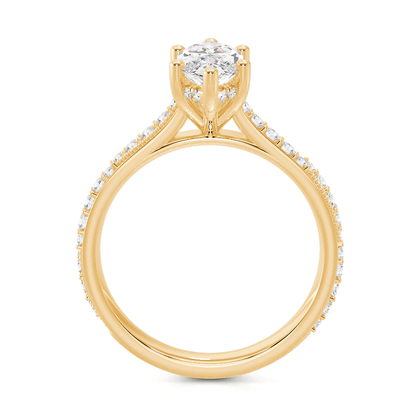 Vintage-Verlobungsring mit Perlenrand und Diamantbesatz