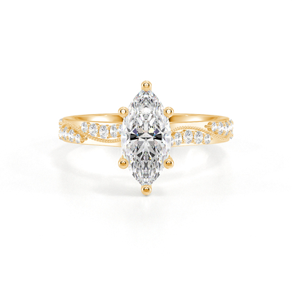 Vintage-Verlobungsring mit Perlenrand und Diamantbesatz