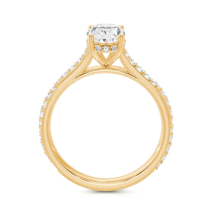 Vintage-Verlobungsring mit Perlenrand und Diamantbesatz