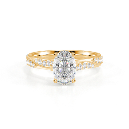 Vintage-Verlobungsring mit Perlenrand und Diamantbesatz