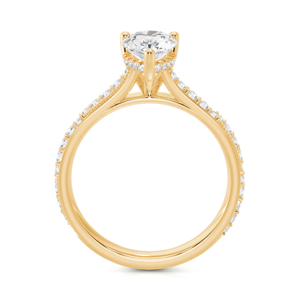 Vintage-Verlobungsring mit Perlenrand und Diamantbesatz