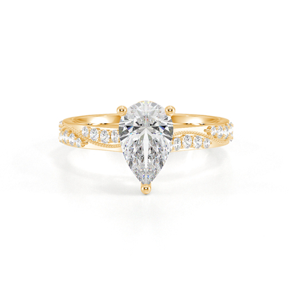 Vintage-Verlobungsring mit Perlenrand und Diamantbesatz
