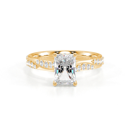 Vintage-Verlobungsring mit Perlenrand und Diamantbesatz