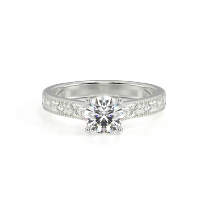 Gravierter Vintage-Verlobungsring mit Diamantbesatz