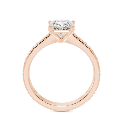 Engraved Diamond Set Vintage Engagement Ring