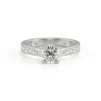 Gravierter Vintage-Verlobungsring mit Diamantbesatz