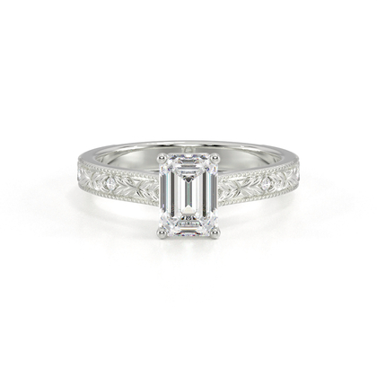 Gravierter Vintage-Verlobungsring mit Diamantbesatz
