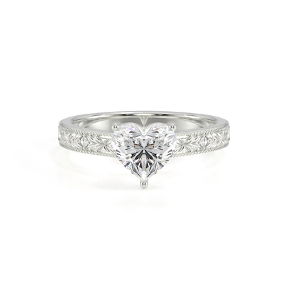 Gravierter Vintage-Verlobungsring mit Diamantbesatz