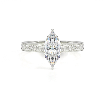 Gravierter Vintage-Verlobungsring mit Diamantbesatz