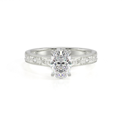 Gravierter Vintage-Verlobungsring mit Diamantbesatz